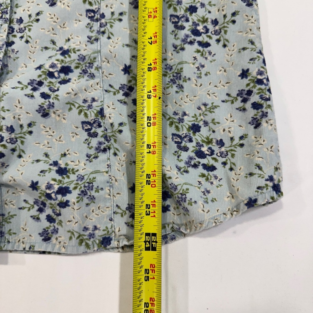 Eddie Bauer Floral Corduroy Snap Front Shirt Womens Large Blue Western - Picture 6 of 6